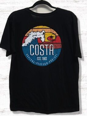 Costa Men’s Black Graphic Print T Shirt Size Large